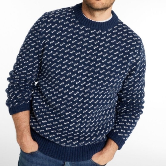 L.L. Bean Sweaters - L.L. Bean Men's Bean's Classic Ragg Wool Sweater, Crewneck, Bird's-Eye XL Navy